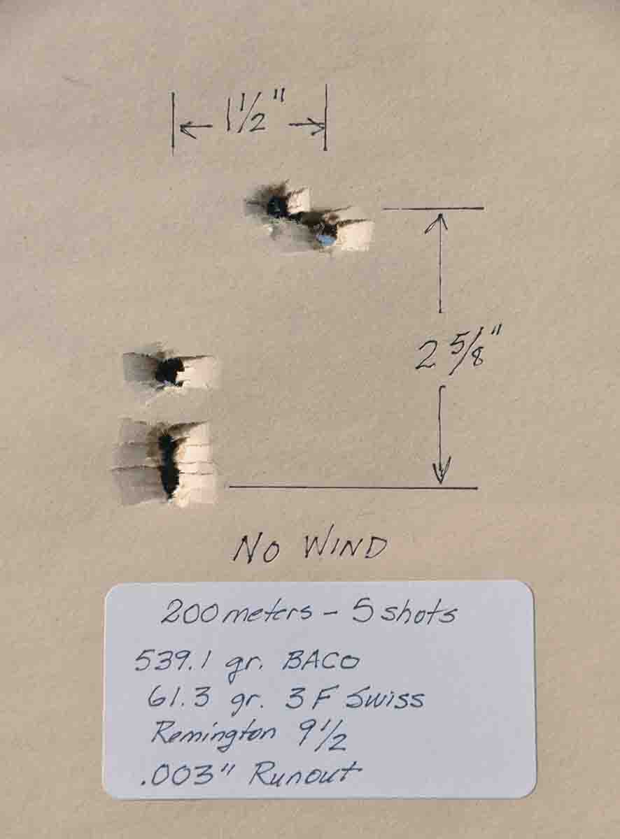 This five-shot group had a bullet runout of .003 inch.